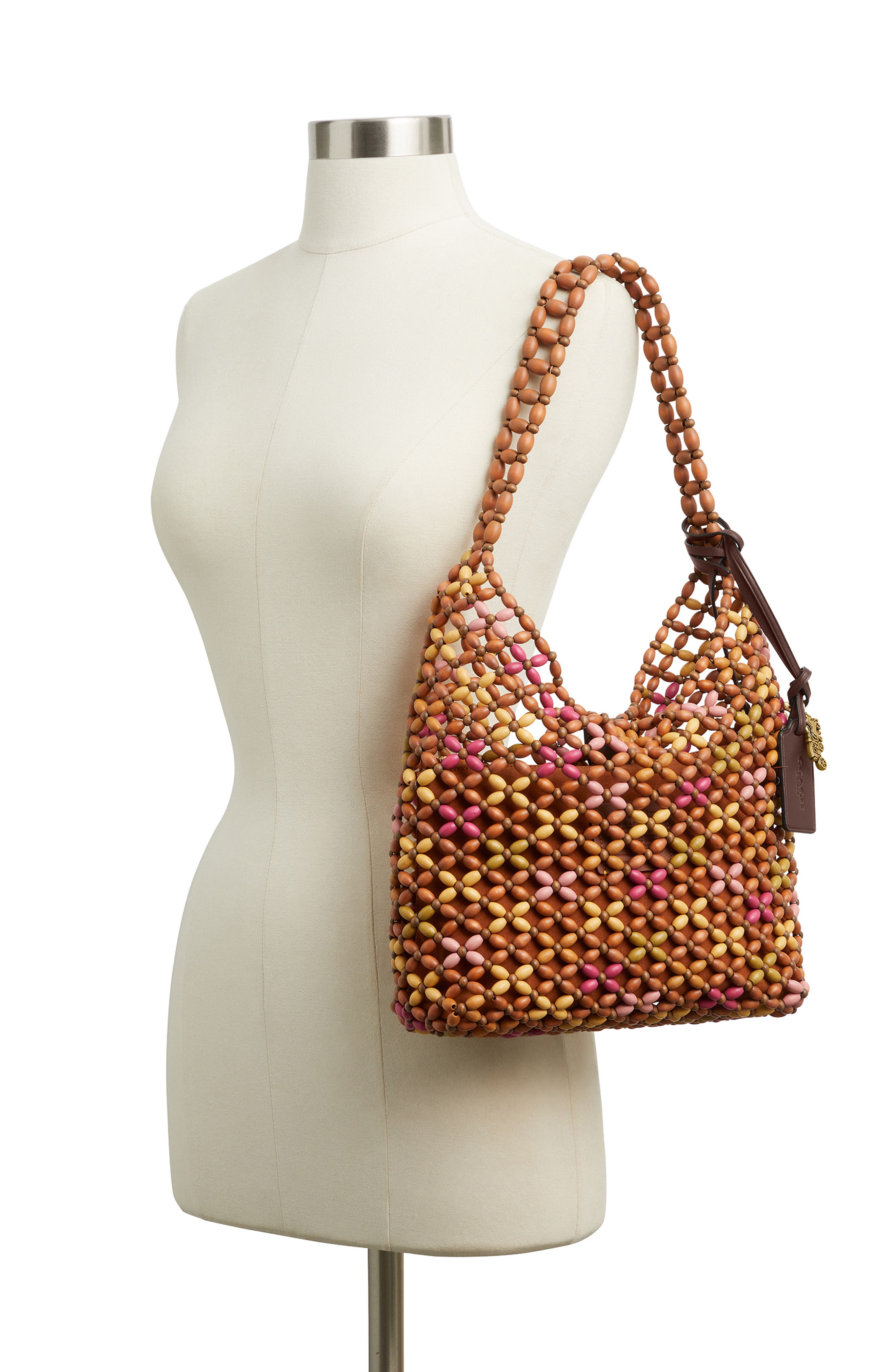 COACH Brooklyn 34 Wooden Bead Shoulder Bag, Alternate, color, Maple Multi
