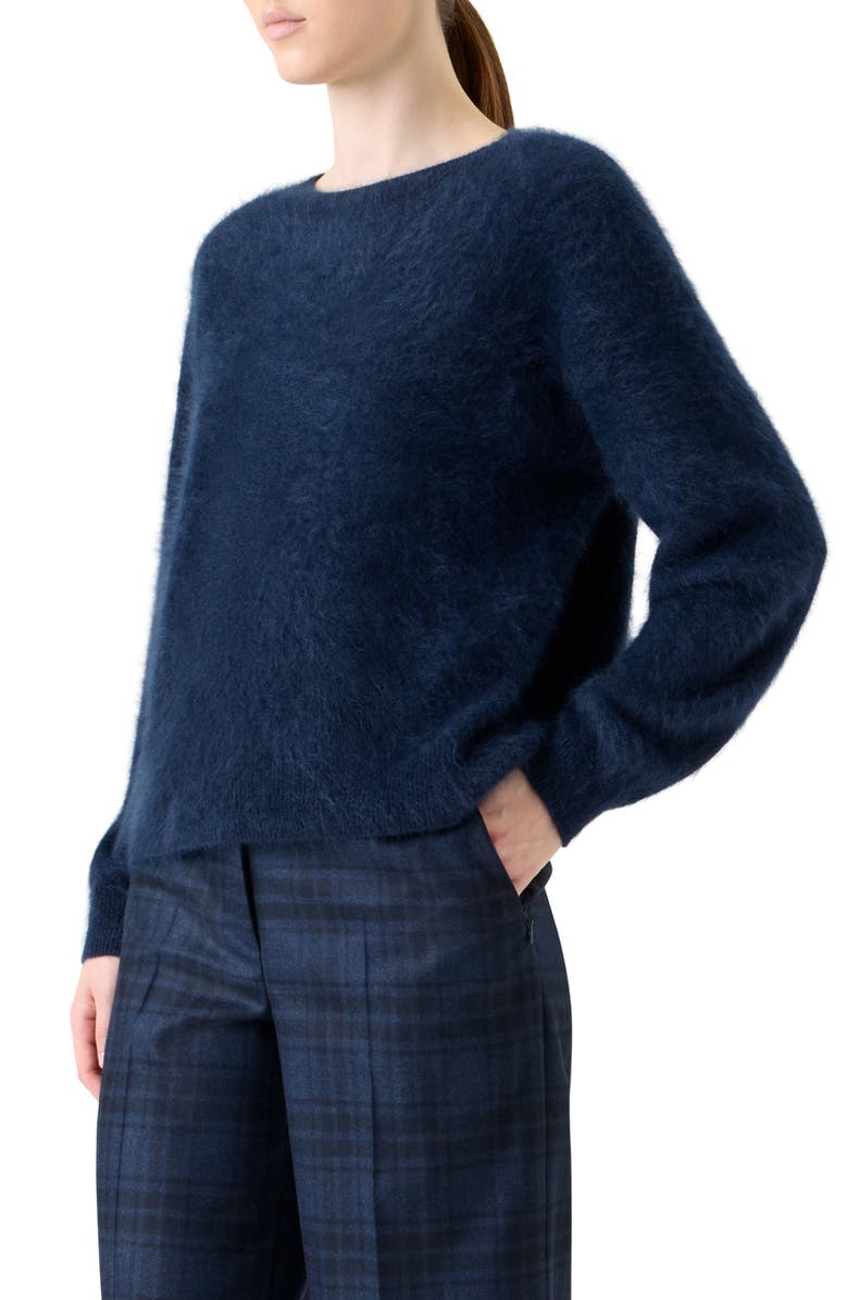 Akris Brushed Cashmere Crewneck Sweater, Alternate, color, Navy