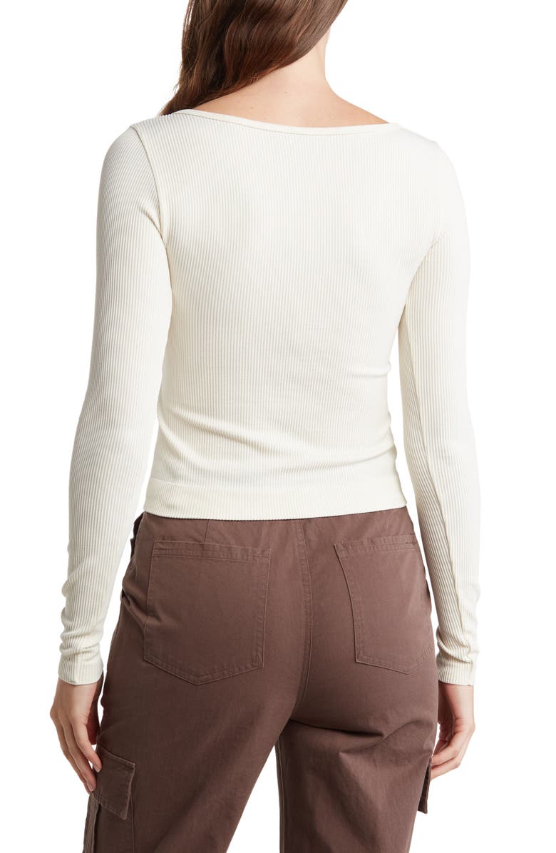 Elodie Seamless Long Sleeve Rib Top, Alternate, color, Bone