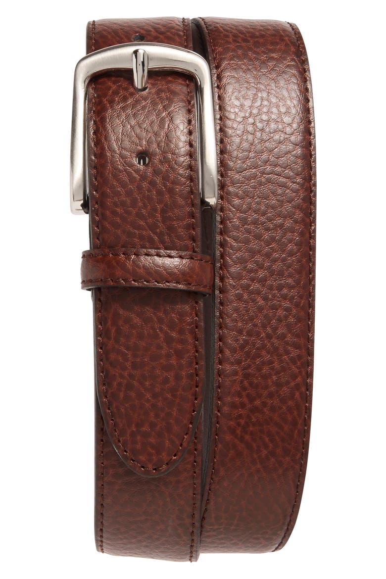 Leland Leather Belt, Main, color, DARK BROWN