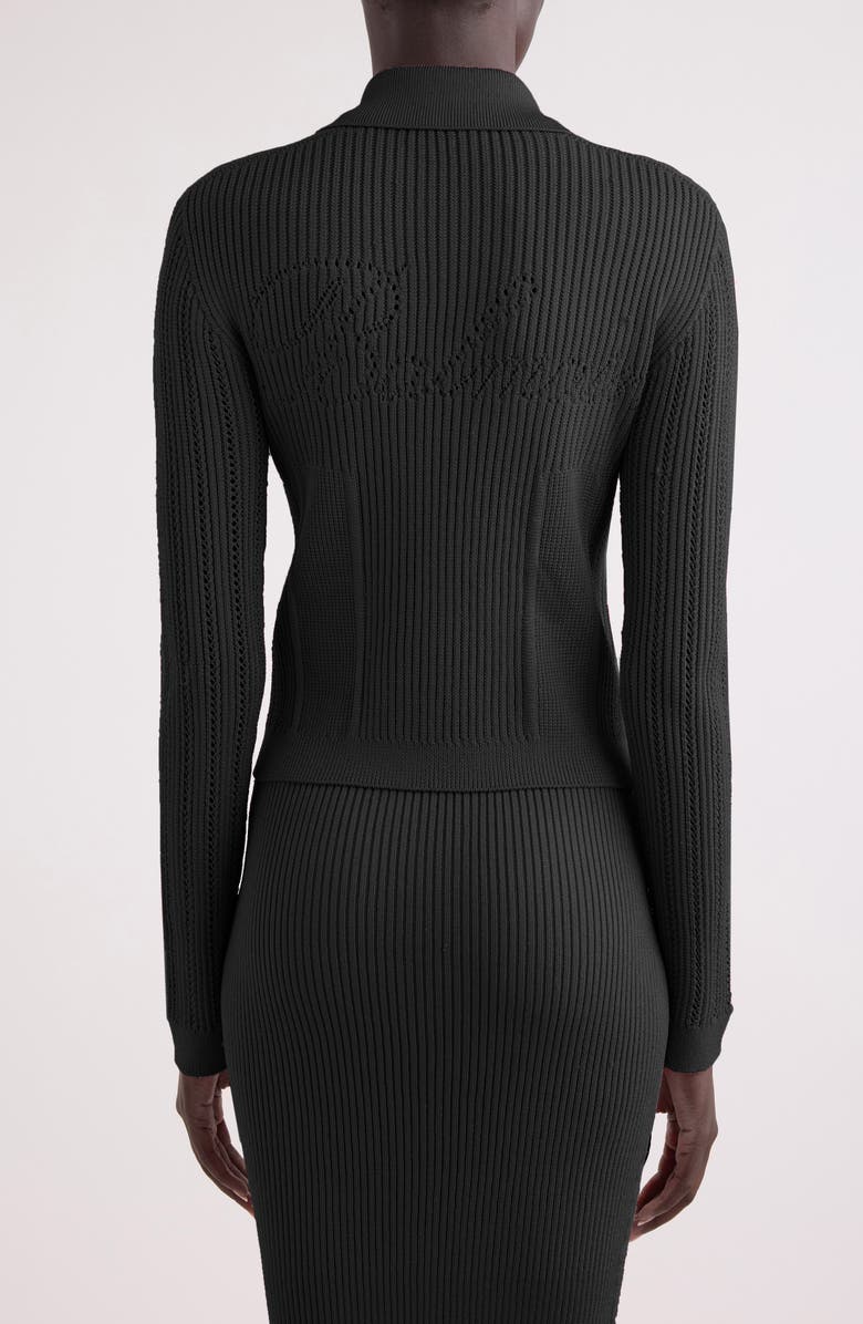 Balmain Rib Openwork Crop Cardigan, Alternate, color, 