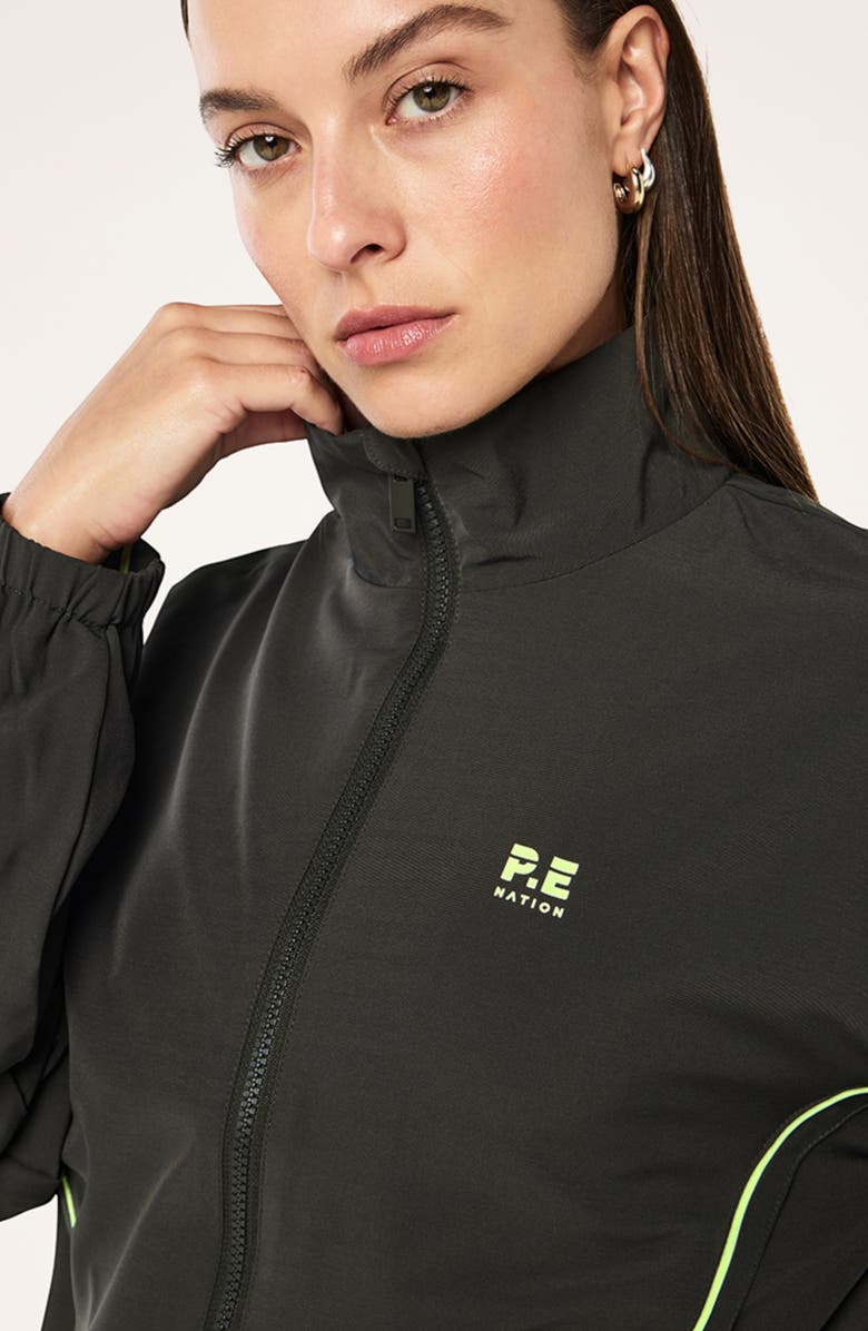 P.E Nation Linear Water Repellent Jacket, Alternate, color, Caviar/ Lime