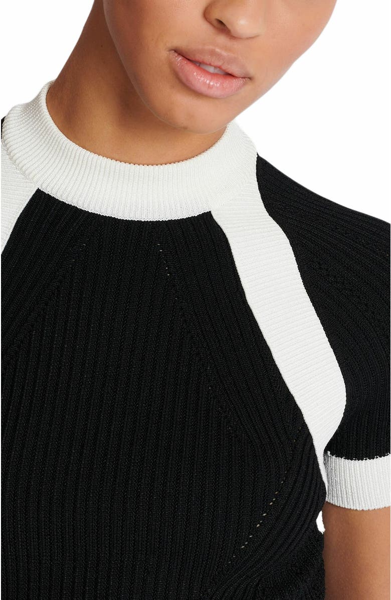 Balmain Short-Sleeved Knit Top, Alternate, color, Black