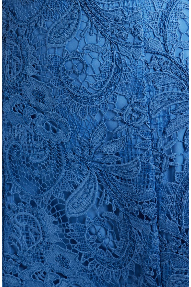 Corded Lace Cocktail Midi Dress, Alternate, color, RIVERSIDE BLUE