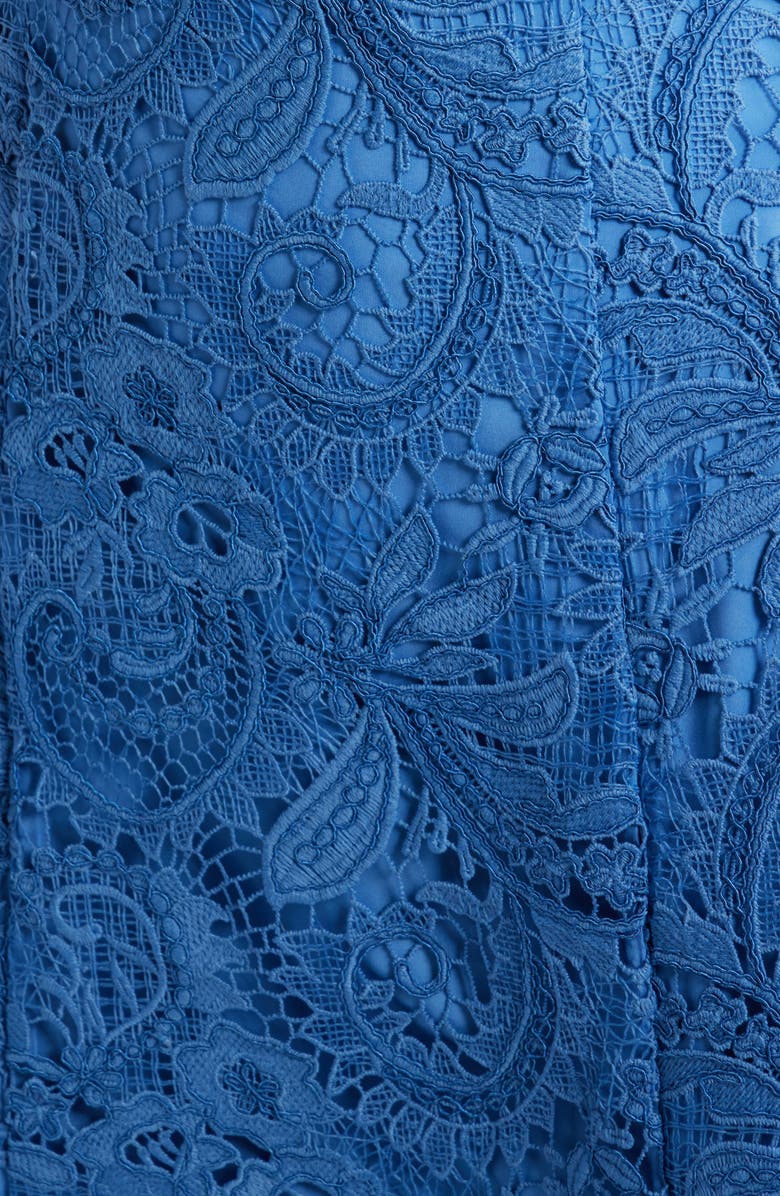 Tahari ASL Corded Lace Cocktail Midi Dress, Alternate, color, Riverside Blue