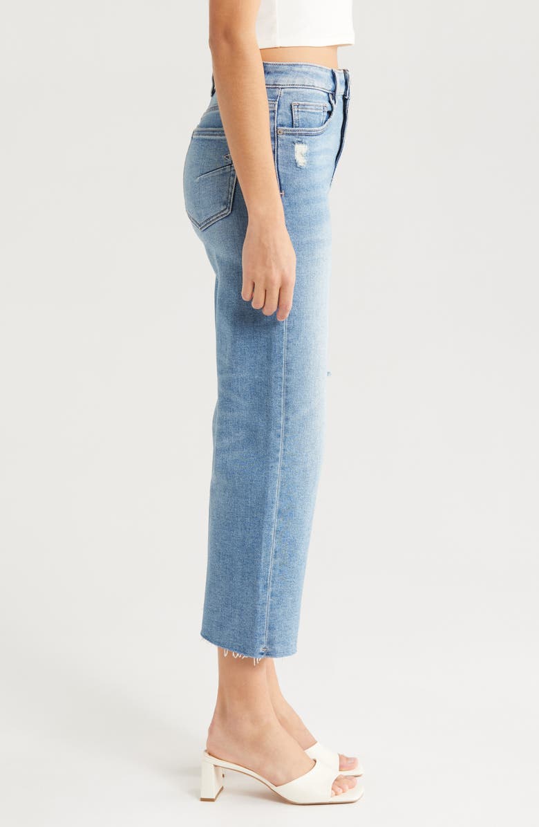 HIDDEN JEANS Ripped Raw Hem High Waist Crop Wide Leg Jeans, Alternate, color, Light Wash