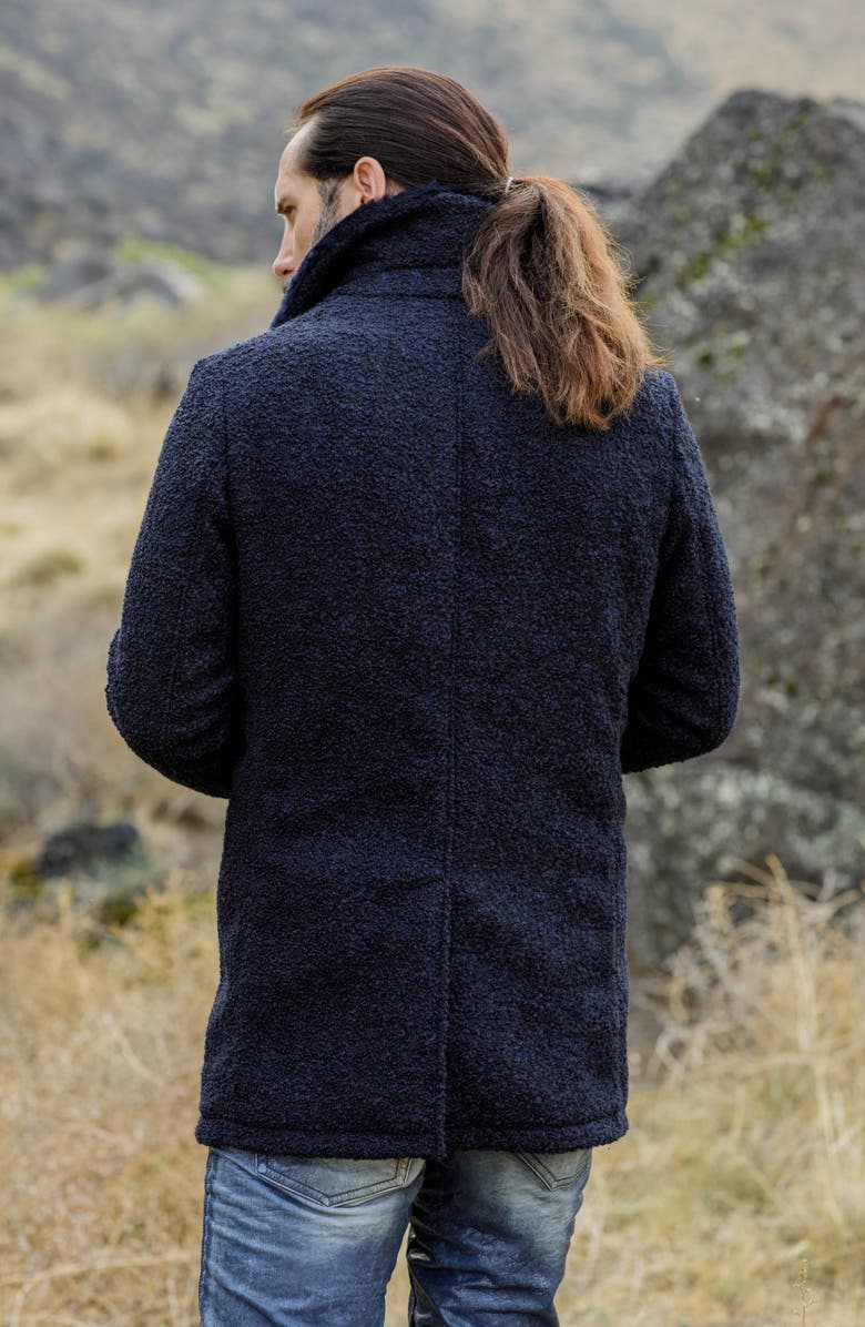 Comstock & Co. Double Breasted Wool Blend Bouclé Jacket with Shearling Trim, Alternate, color,