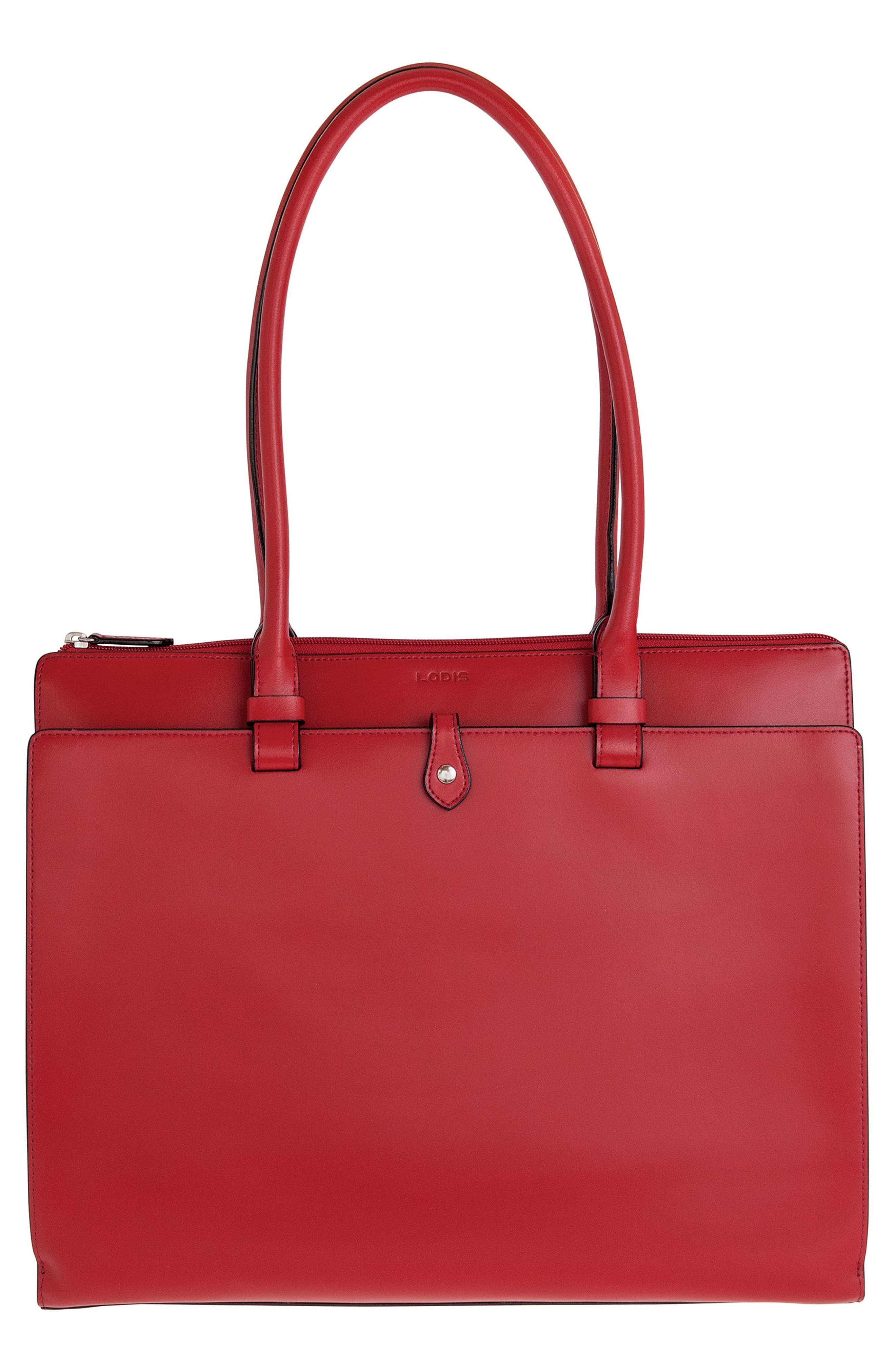 Lodis 'Audrey Collection - Jessica' Leather Tote, Main, color, RED