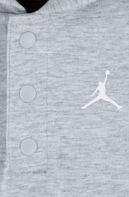 Jordan French Terry Henley Hoodie & Sweat Shorts Set In Light Grey Heather