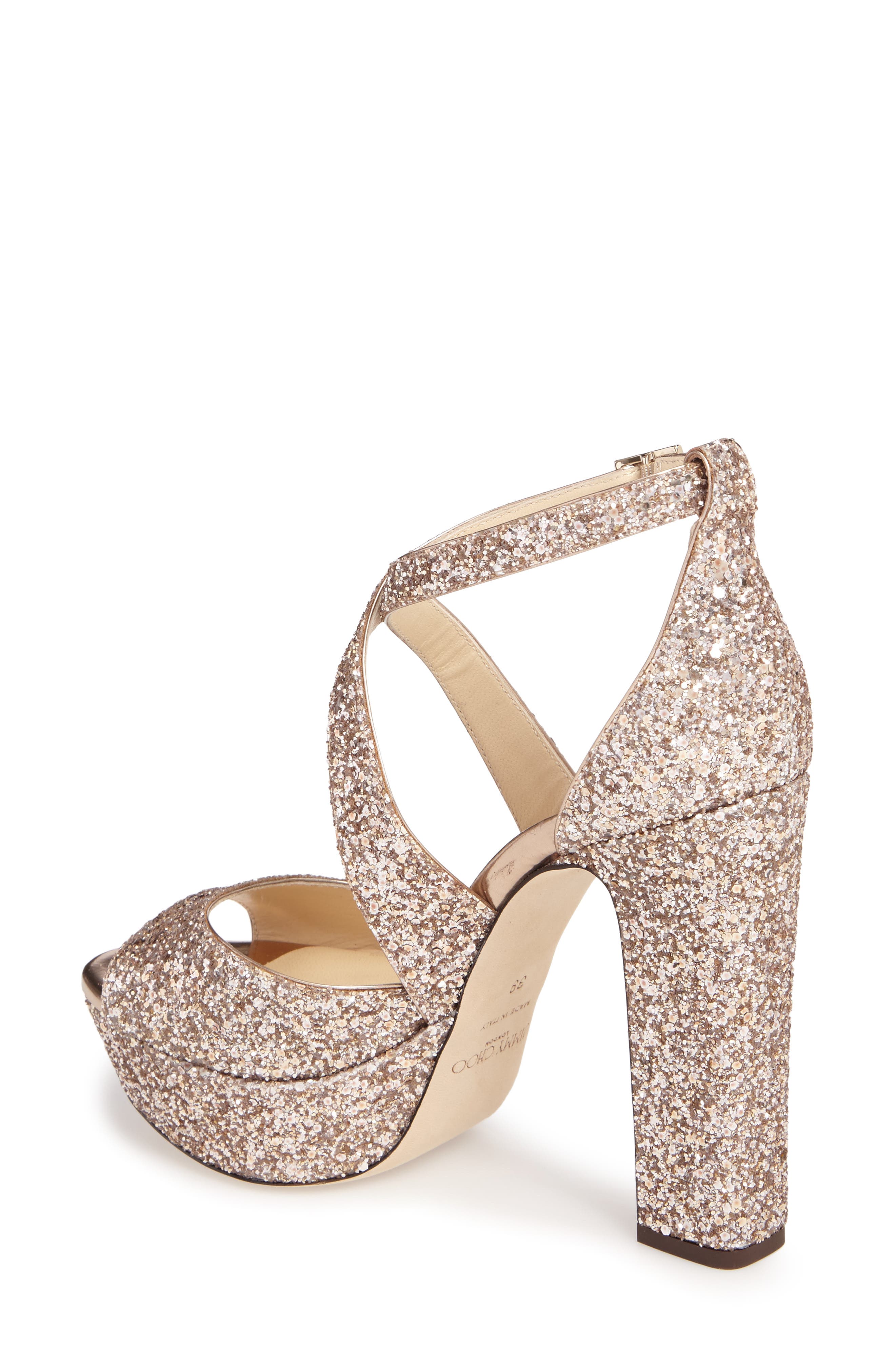 Jimmy Choo April Glitter Platform Sandal, Alternate, color, 