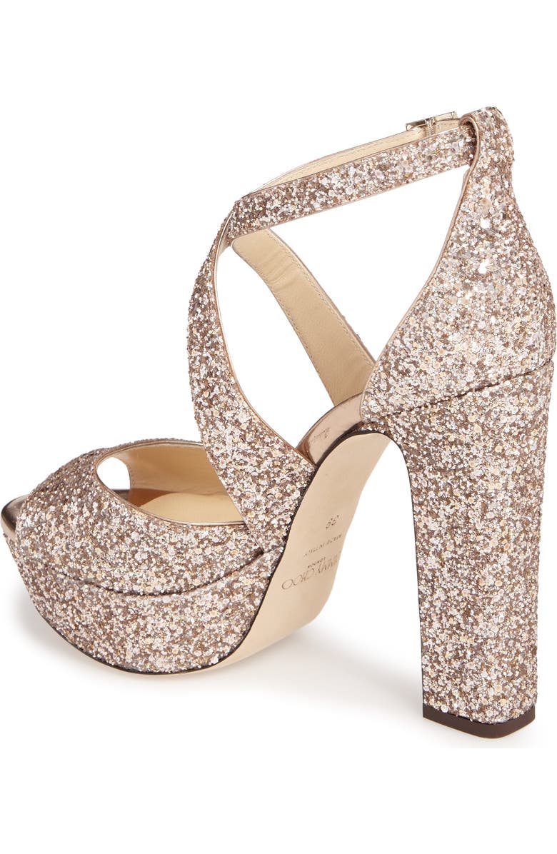 Jimmy Choo April Glitter Platform Sandal, Alternate, color,