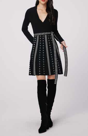 Chelsea Long Sleeve Metallic Pleat Dress