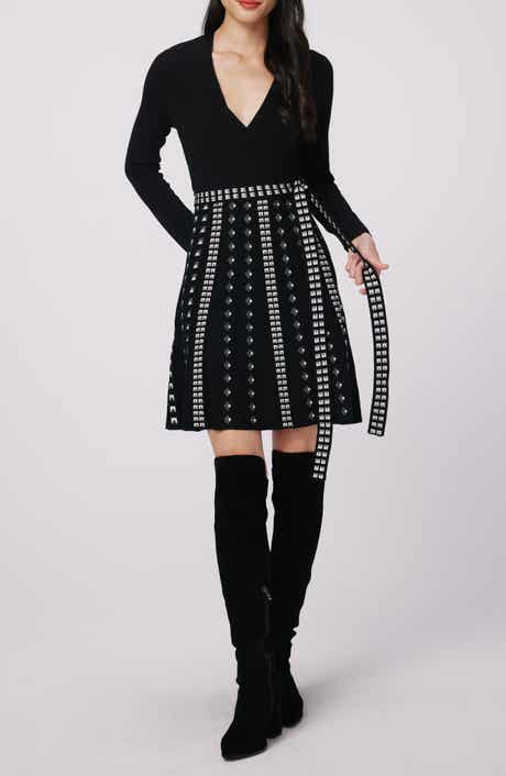 Chelsea Long Sleeve Metallic Pleat Dress