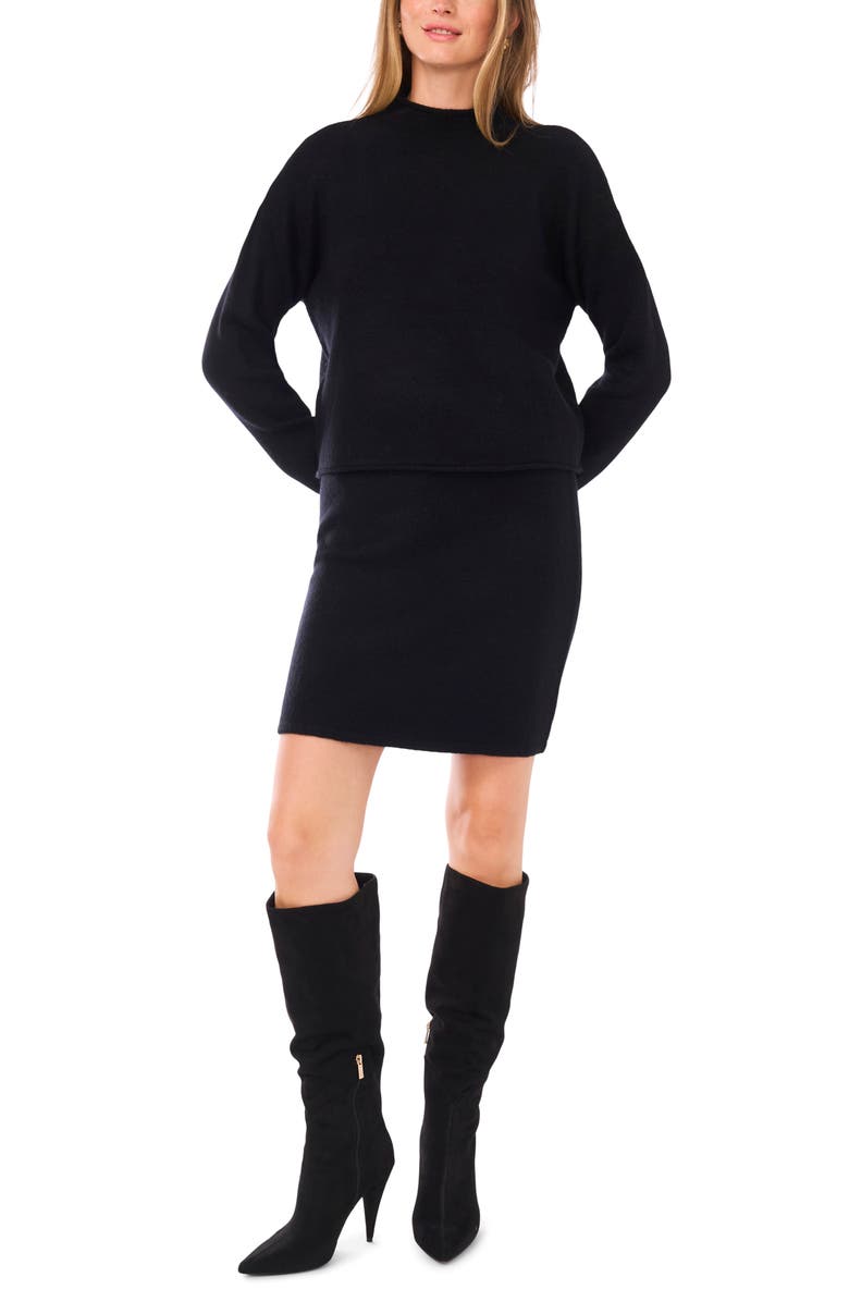 1.STATE Sweater Miniskirt, Alternate, color, Rich Black
