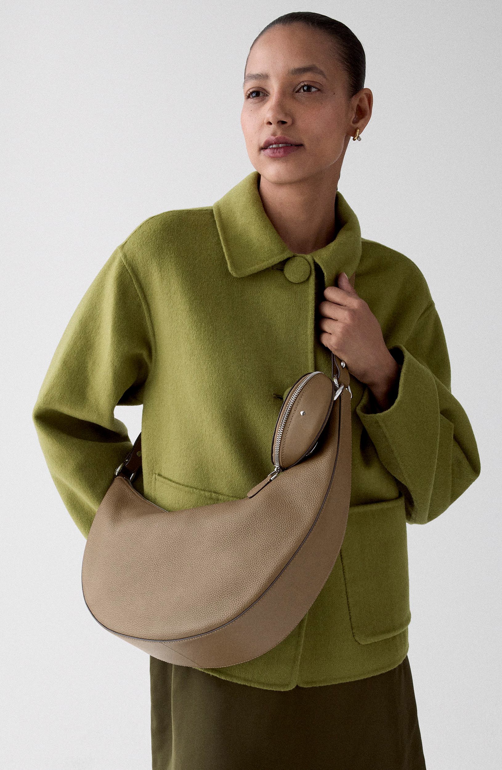 large duo pebbled leather crossbody bag, Alternate, color, DRIFTWOOD