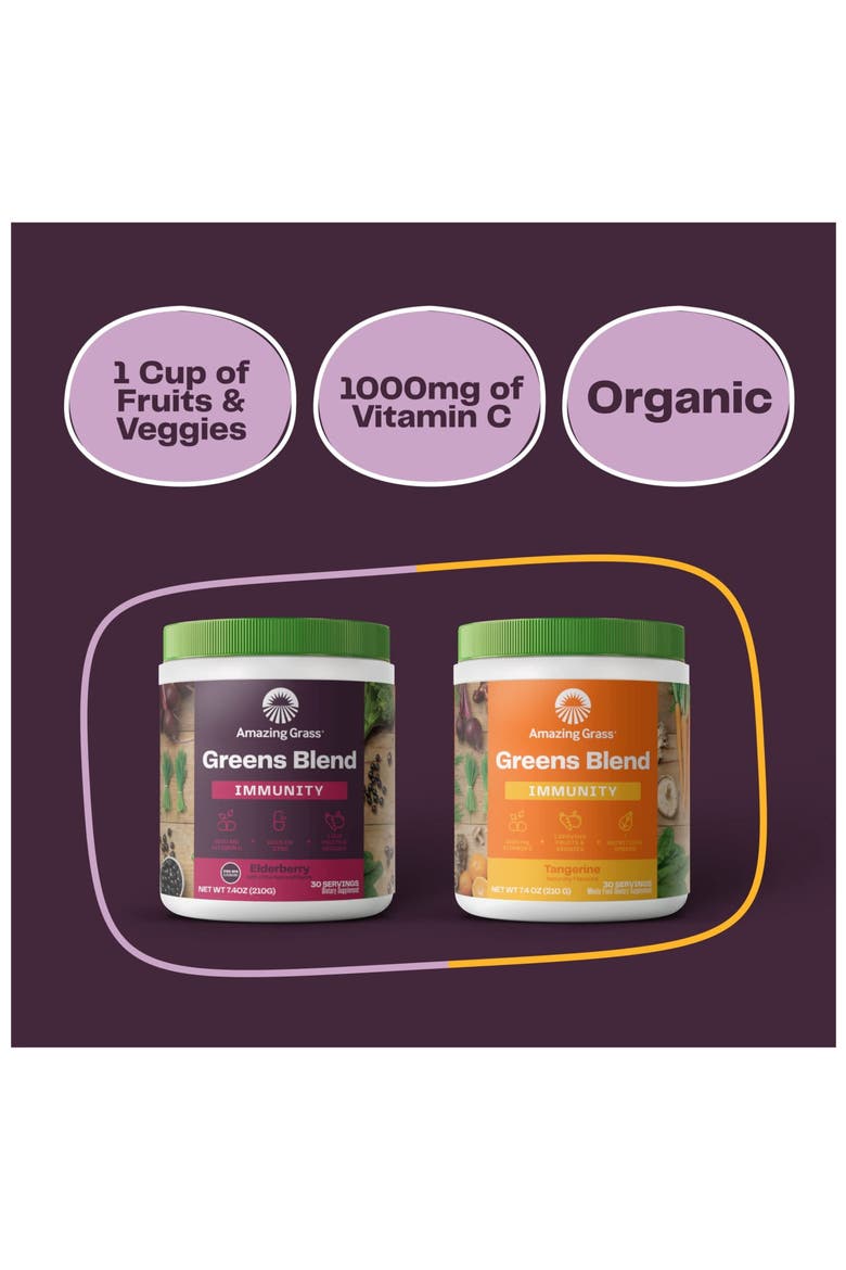 Greens Blend Immunity Powder Elderberry Superfood Supplement 7.4 oz, Alternate, color, None