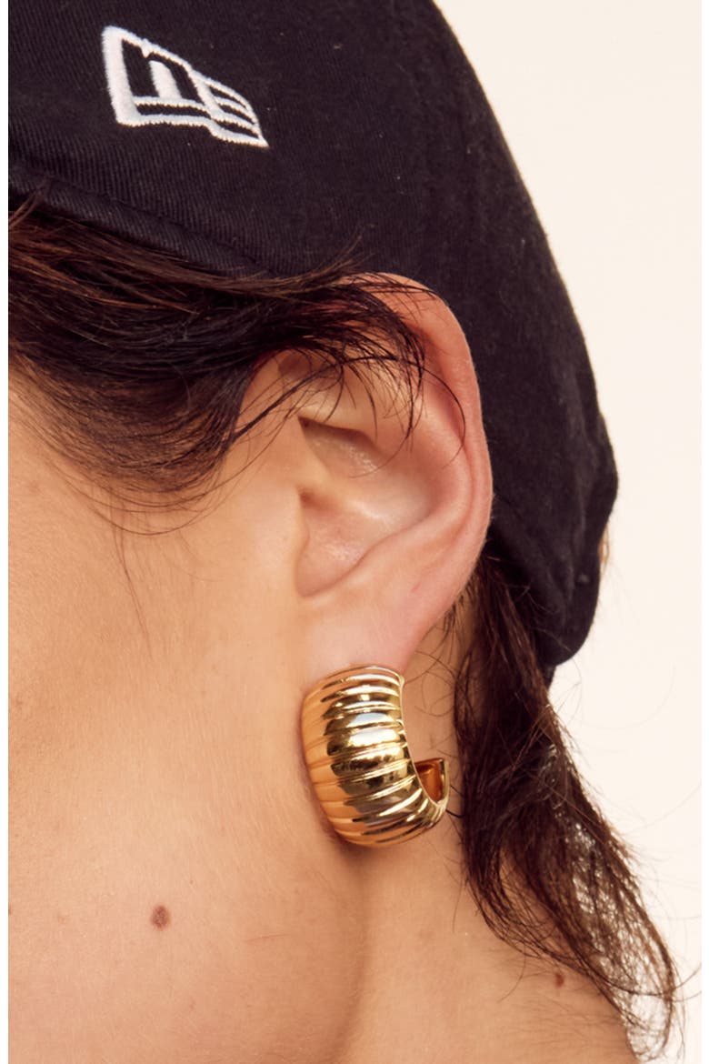 Remy Ridged Hoop Earrings, Alternate, color, GOLD
