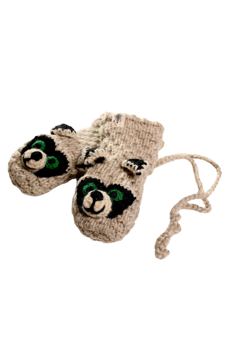 Nirvanna Designs Crochet Rockey Racoon Mittens, Main, color, White