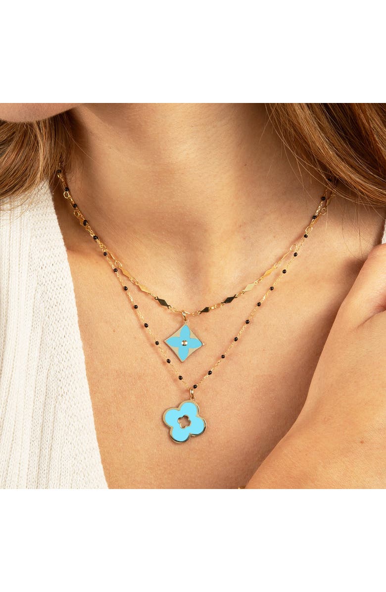 The Lovery Fine Jewelry Turquoise Luxe Flower Charm, Alternate, color, Turquoise