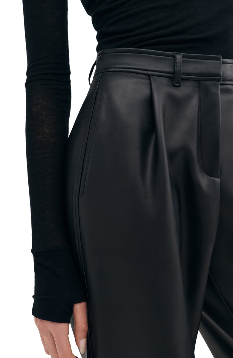 Two Lines by Marcella Lyon High Waist Faux Leather Straight Leg Pants, Alternate, color, Black