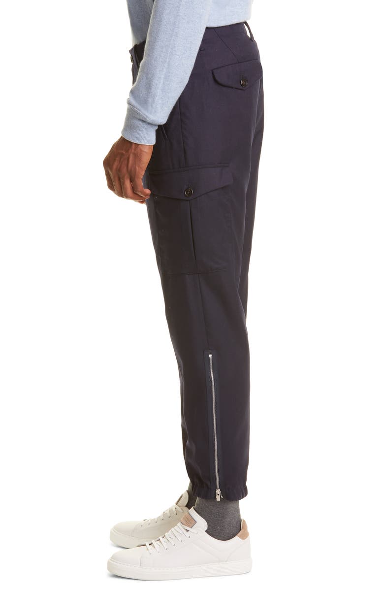 Brunello Cucinelli Ergonomic Fit Wool Flannel Cargo Joggers, Alternate, color,