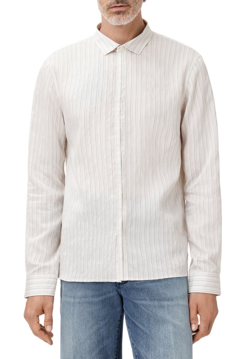 Hickory Stripe Button-Up Shirt, Alternate, color, BLACK/ WHITE