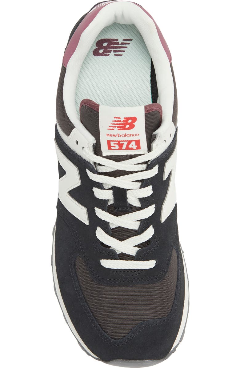 New Balance 574 Sneaker, Alternate, color, Black/ White