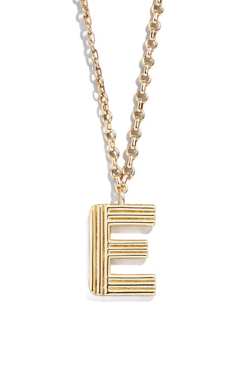 Oversize Etched Letter Initial Pendant Necklace