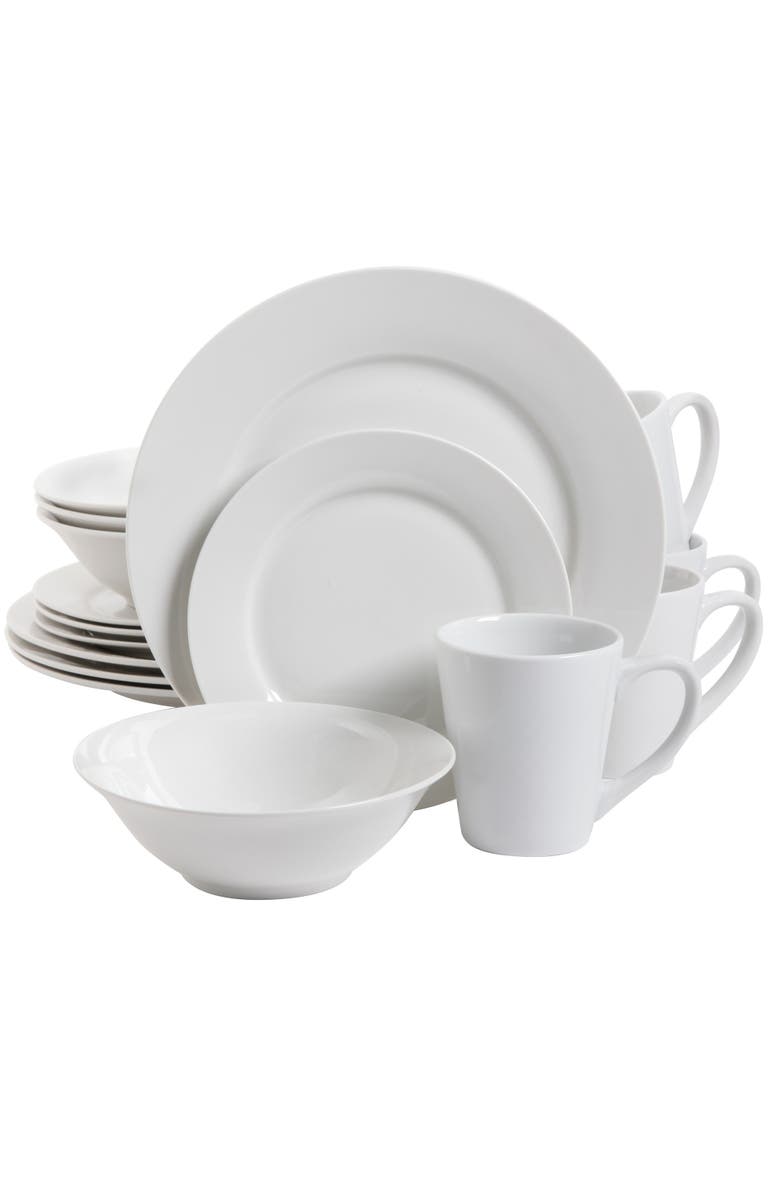 Gibson Home Noble Court 16-Piece Dinnerware Set, Main, color, White