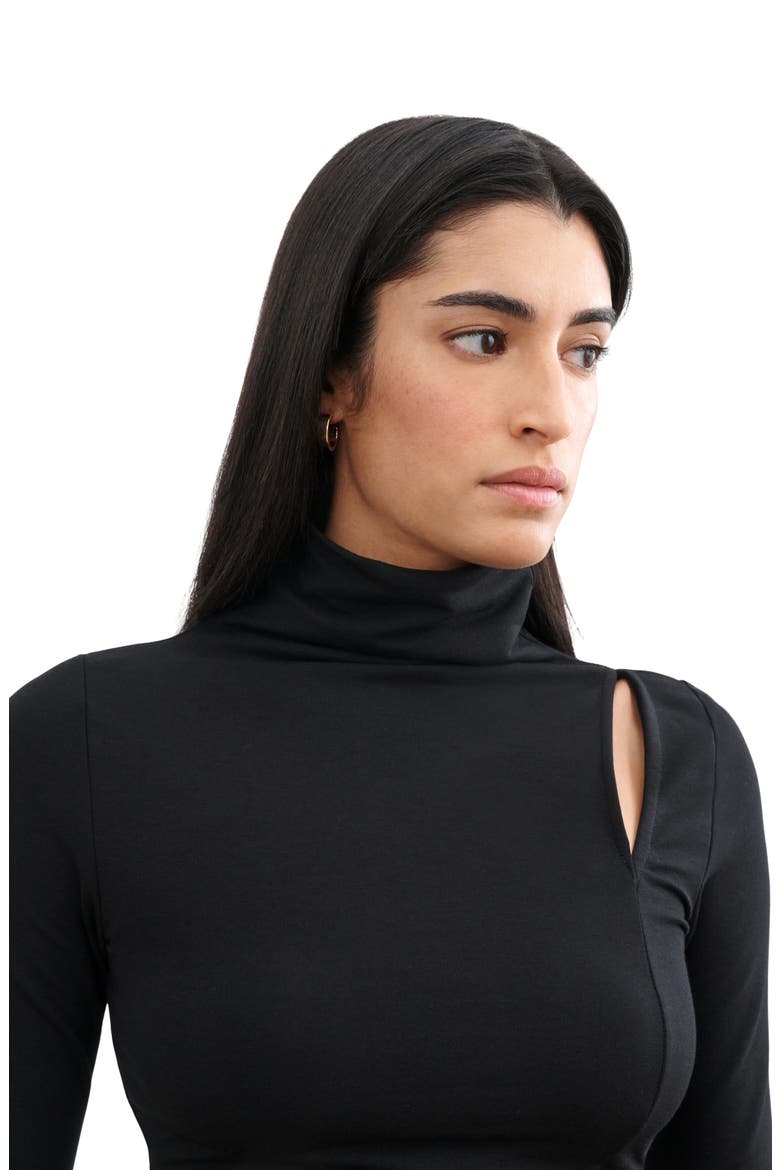 Lennox Asymmetric Long Sleeve Top, Alternate, color, BLACK