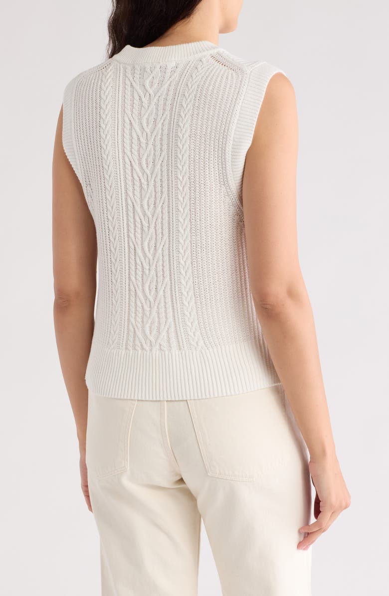 French Connection Mozart Cotton Cable Knit Sleeveless Top, Alternate, color,