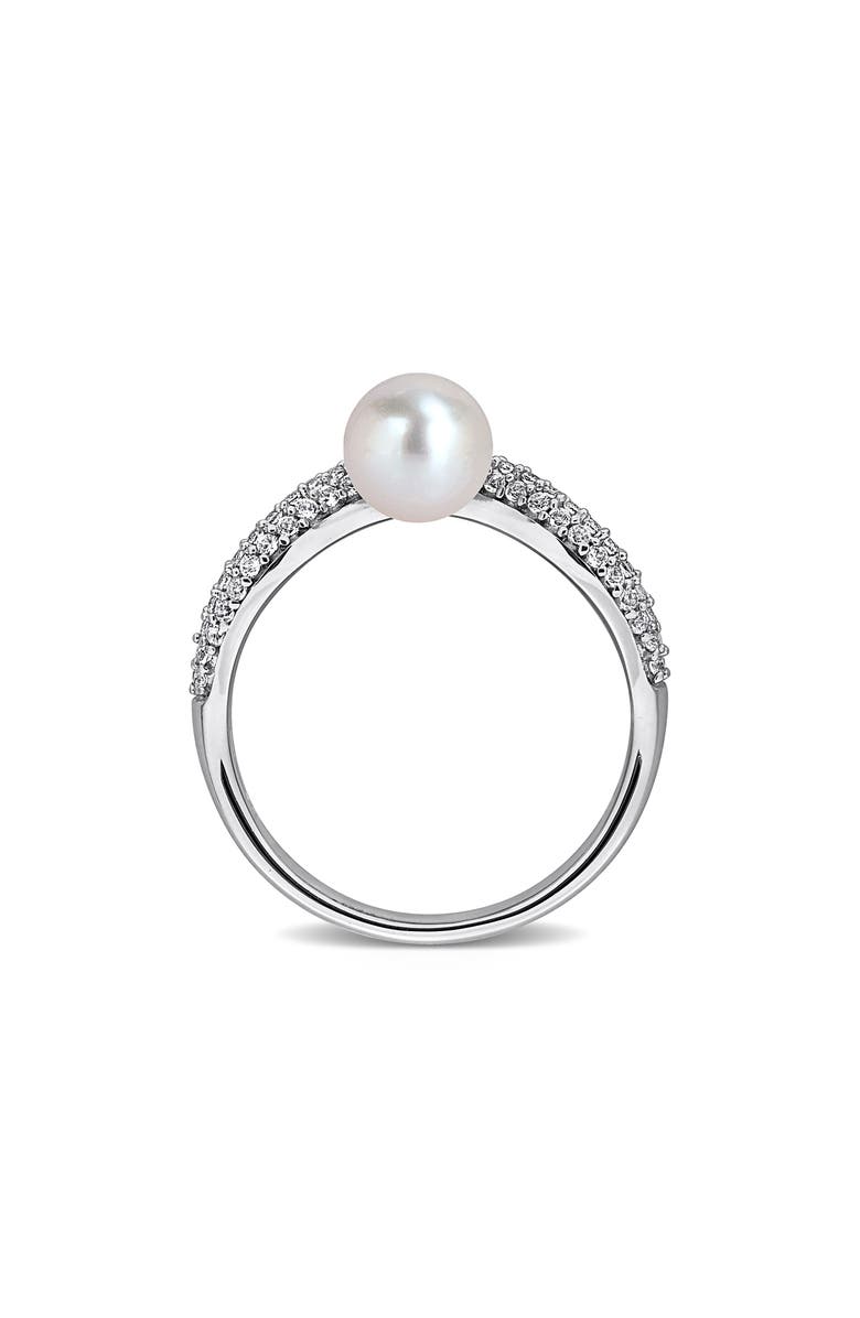 DELMAR 6-6.5mm Cultured Freshwater Pearl & White Topaz Ring, Alternate, color, White