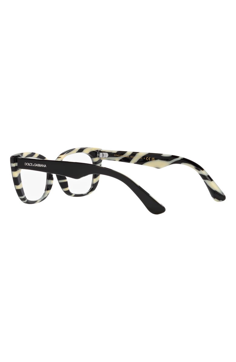 Dolce&Gabbana 49mm Cat Eye Optical Glasses, Alternate, color, Black White