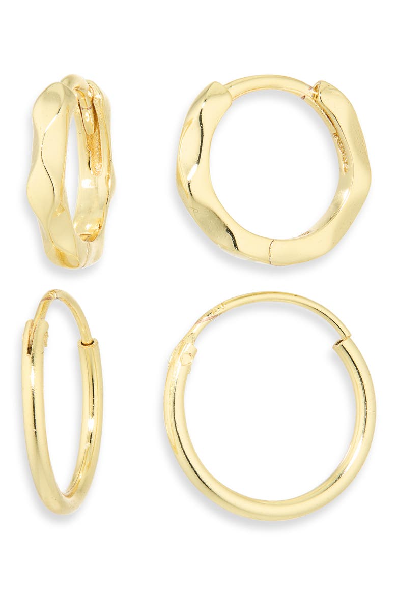 Twist Set of 2 Mini Hoop Earring Set, Main, color, GOLD