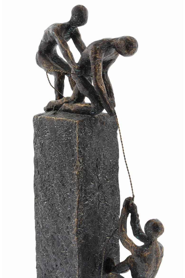 Gray Polystone Climbing People Sculpture, Main, color, GREY