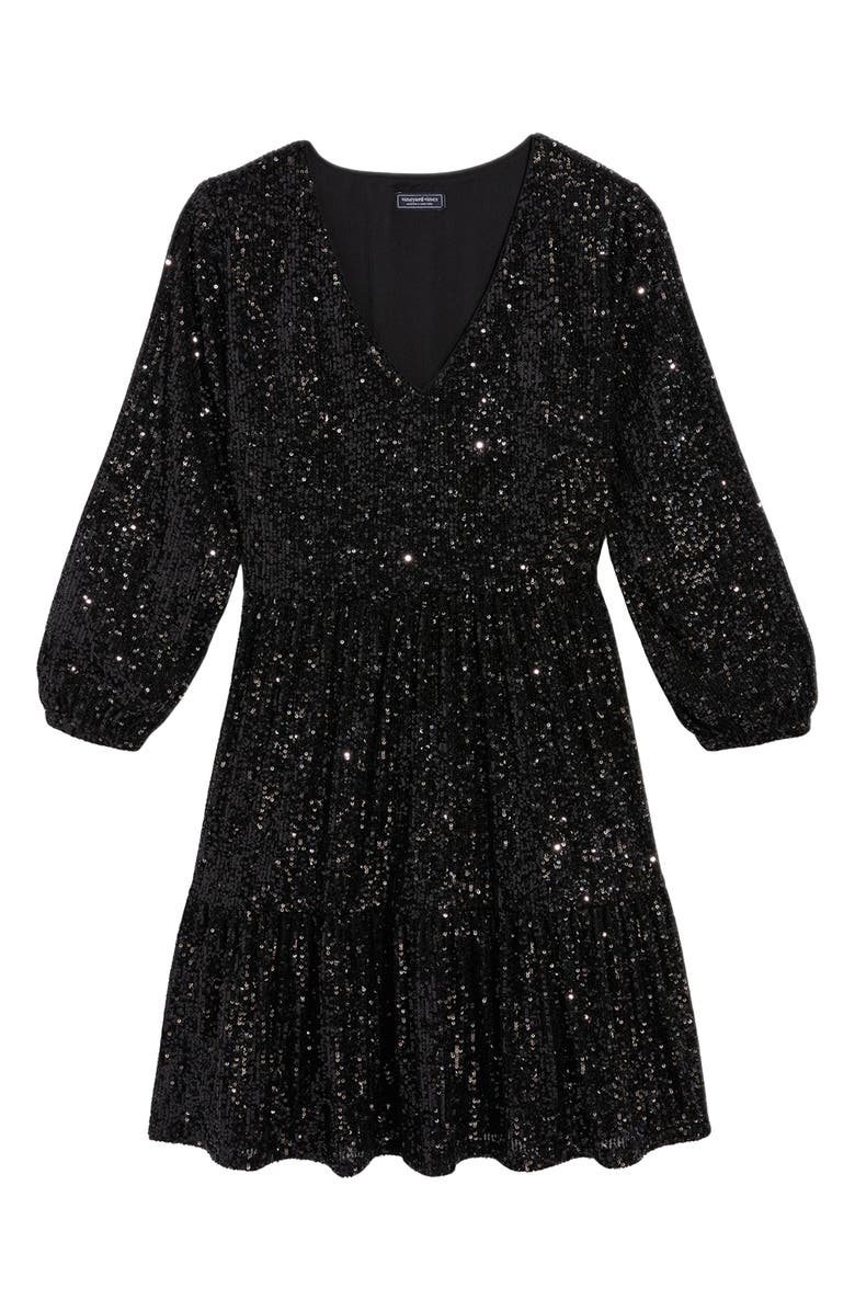 vineyard vines Sequin Long Sleeve Tiered Shift Dress, Alternate, color, 