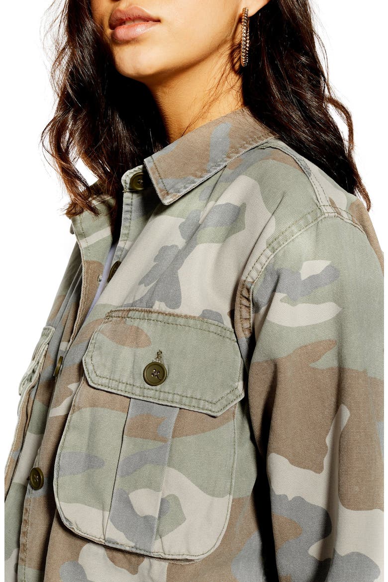 Camouflage Shirt Jacket, Alternate, color, OLIVE MULTI