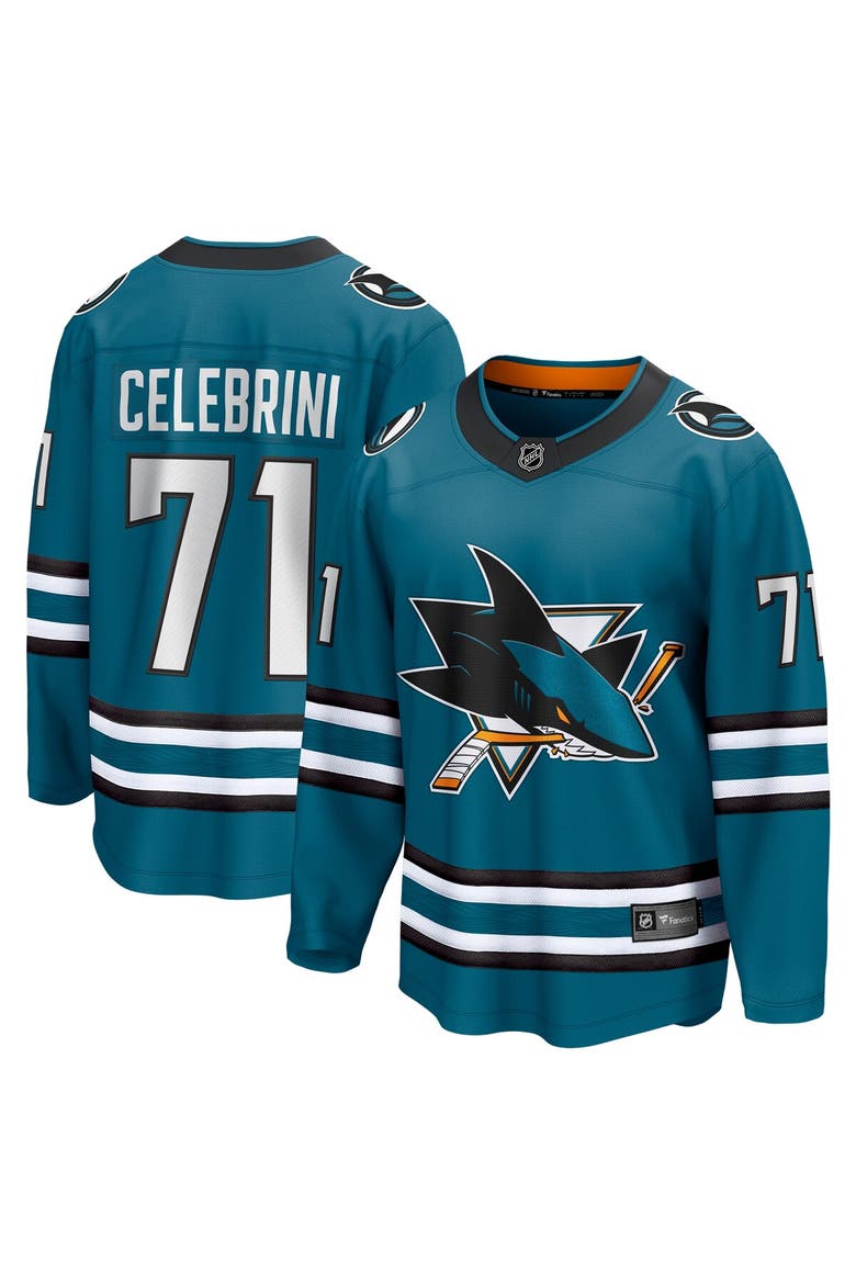 Men's Fanatics Macklin Celebrini Teal San Jose Sharks  Home Breakaway Jersey, Main, color, Teal