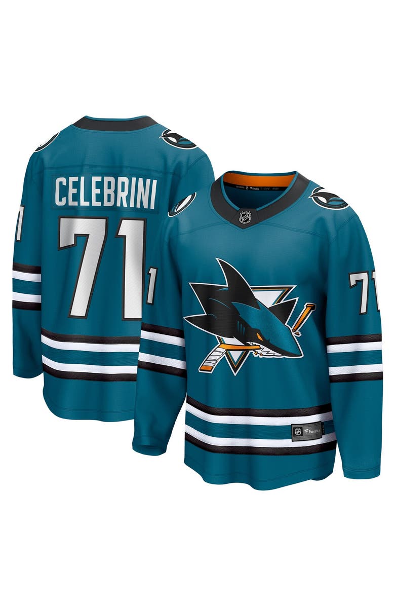 FANATICS Men's Fanatics Macklin Celebrini Teal San Jose Sharks Home Breakaway Jersey, Main, color, Teal