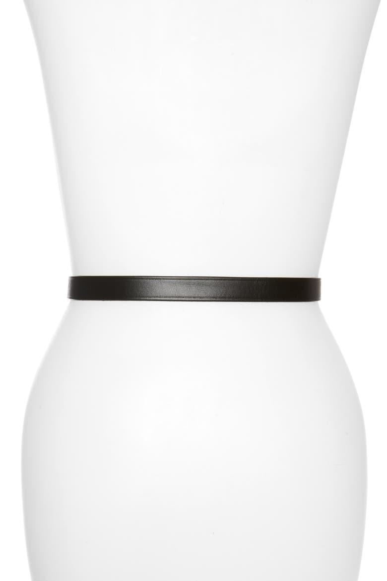 Skinny Perfect Leather Belt, Alternate, color, TRUE BLACK