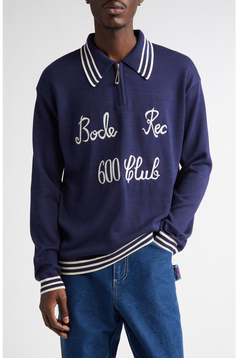 Club Tipped Embroidered Polo Sweater, Main, color, NAVY
