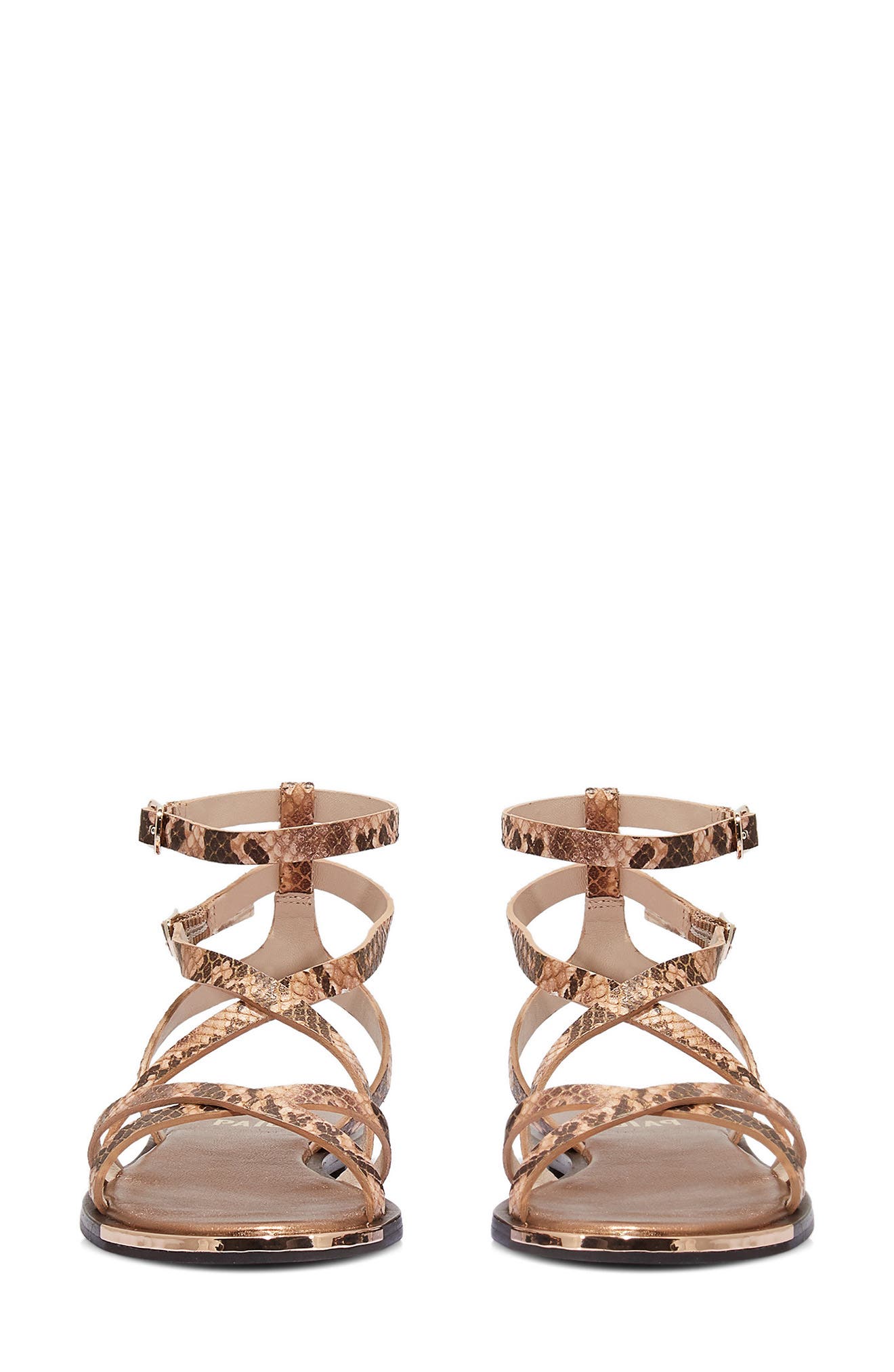 PAIGE Thea Snakeskin Embossed Ankle Strap Sandal, Alternate, color, Bronze Multi