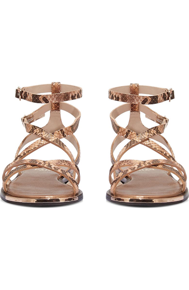 PAIGE Thea Snakeskin Embossed Ankle Strap Sandal, Alternate, color, Bronze Multi