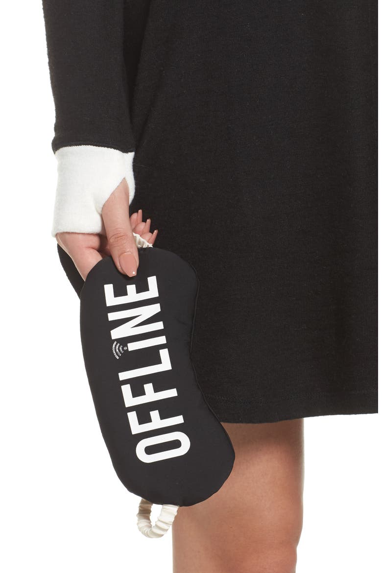 Sleep Shirt & Eye Mask, Alternate, color, BLACK MARLED