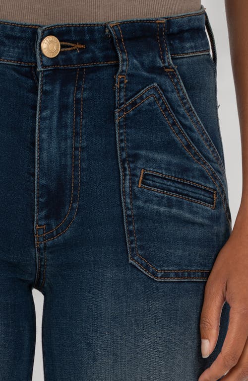 Kut From The Kloth Meg Raw Hem Ankle High Waist Wide Leg Jeans In Blue