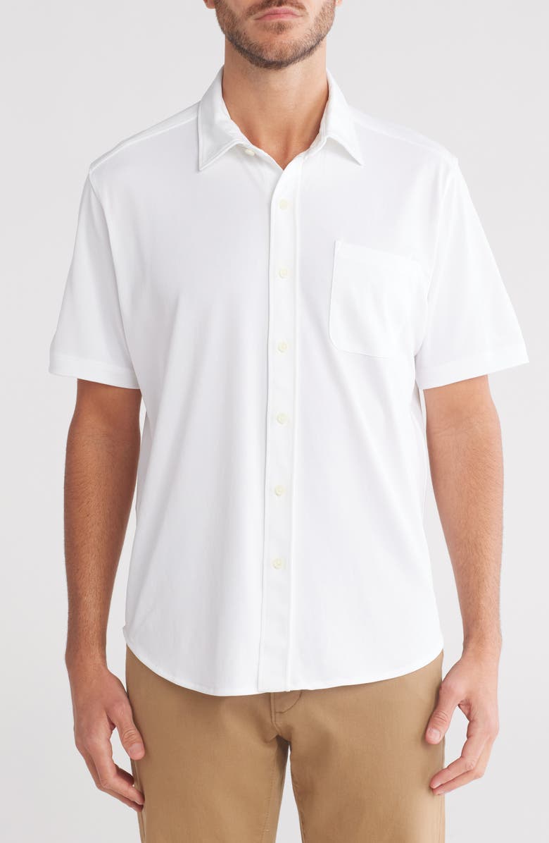 Tommy Bahama San Rio Short Sleeve Piqué Stretch Button-Up Shirt, Main, color, 