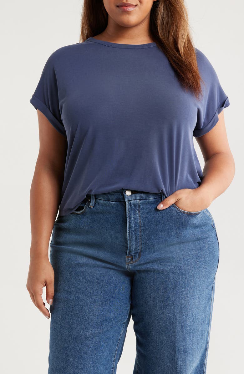 Lucky Brand Sandwash Short Dolman Sleeve Knit Top, Main, color, Navy