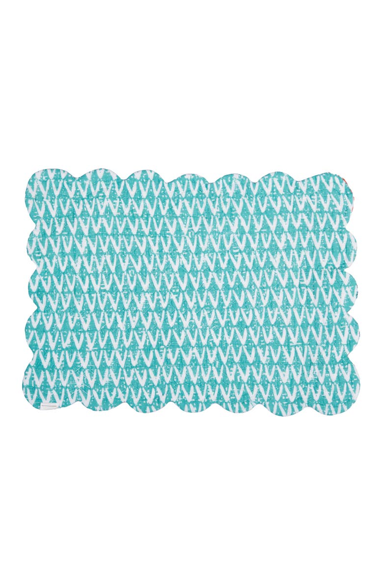 Surfside Sound Scalloped Placemats Set of 6 Nautical Design Beach, 13" x 19", Alternate, color, Blue