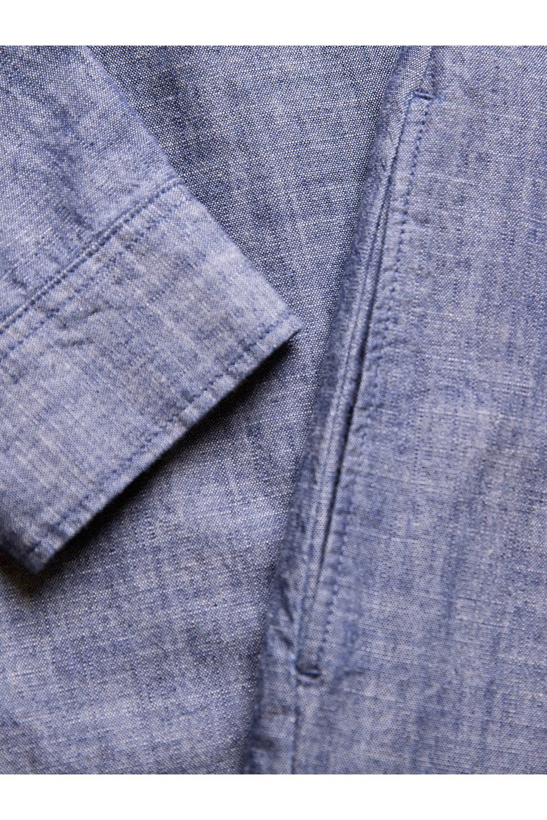 Chambray Long Sleeve Knee Length Dress, Alternate, color, Indigo
