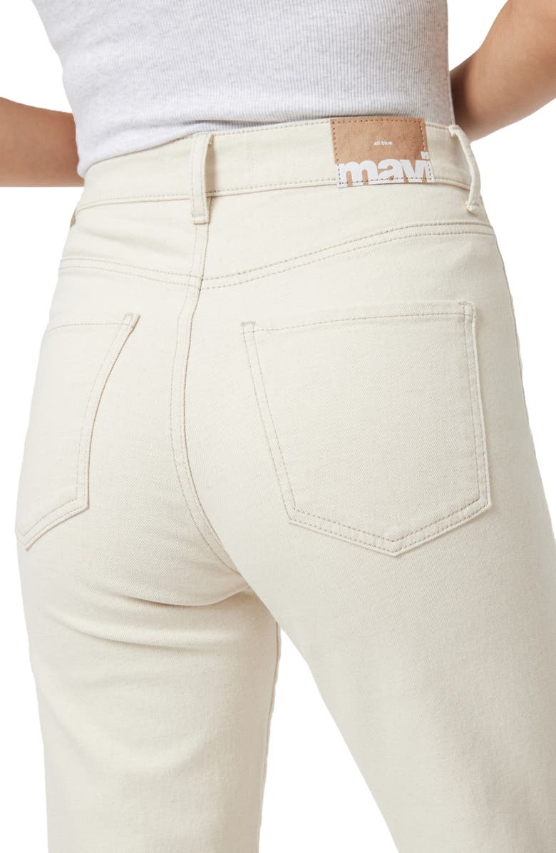 Mavi Jeans Savannah Cuffed High Waist Straight Leg Jeans, Alternate, color, Natural Ecru Denim